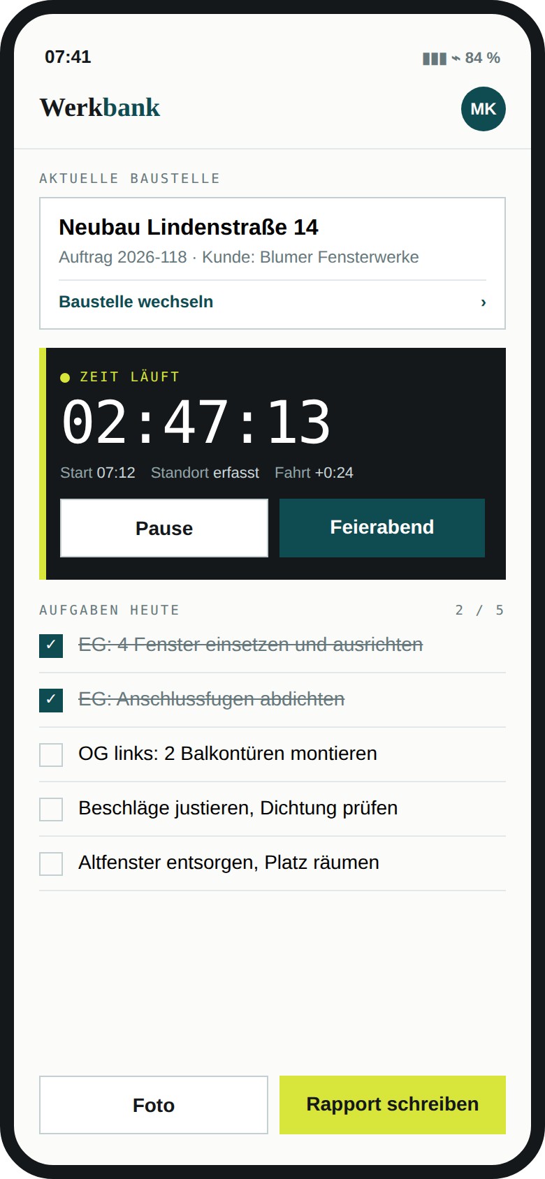 Zeiterfassung am Handy